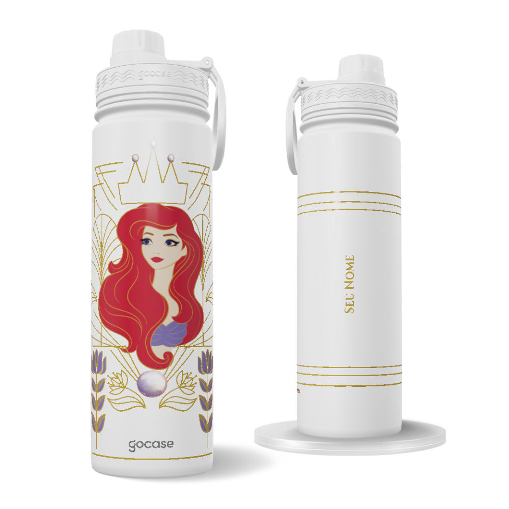 Garrafa Térmica Fresh + Ebook - Princesas - Ariel Lineart Vitral