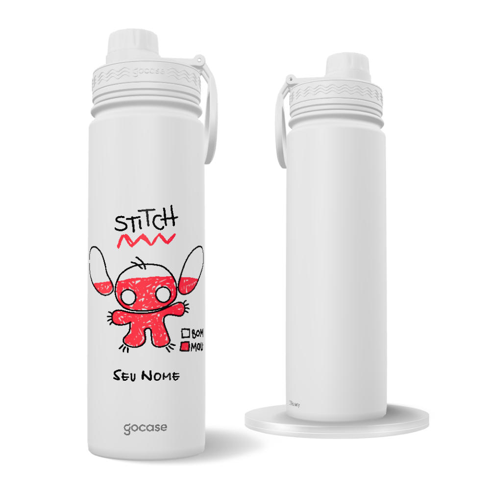 Garrafa Térmica Fresh + Ebook - Lilo & Stitch - Nível de Maldade