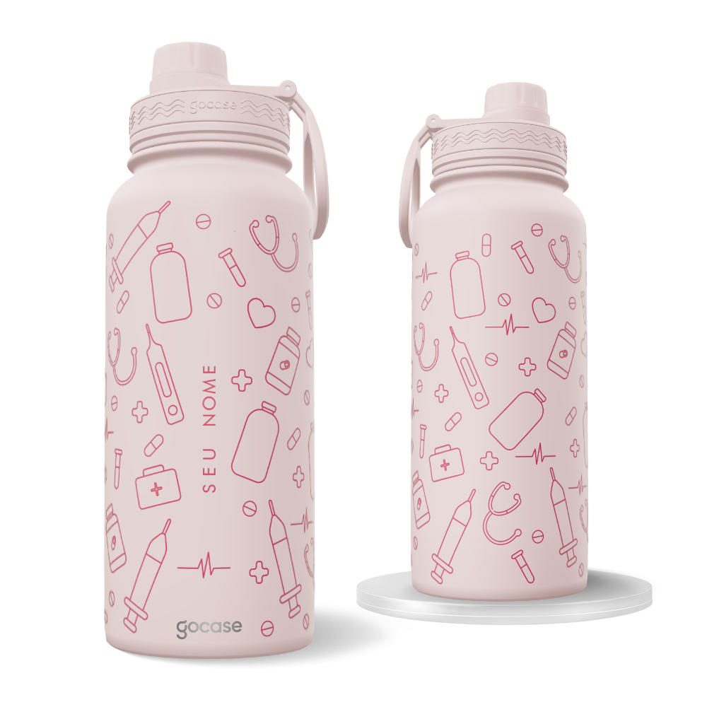 Garrafa Térmica Fresh Rosa + Ebook - Medicina