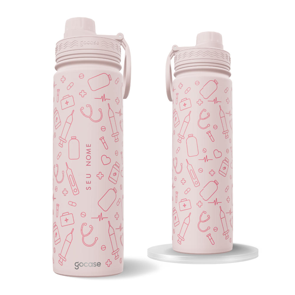 Garrafa Térmica Fresh Rosa + Ebook - Medicina