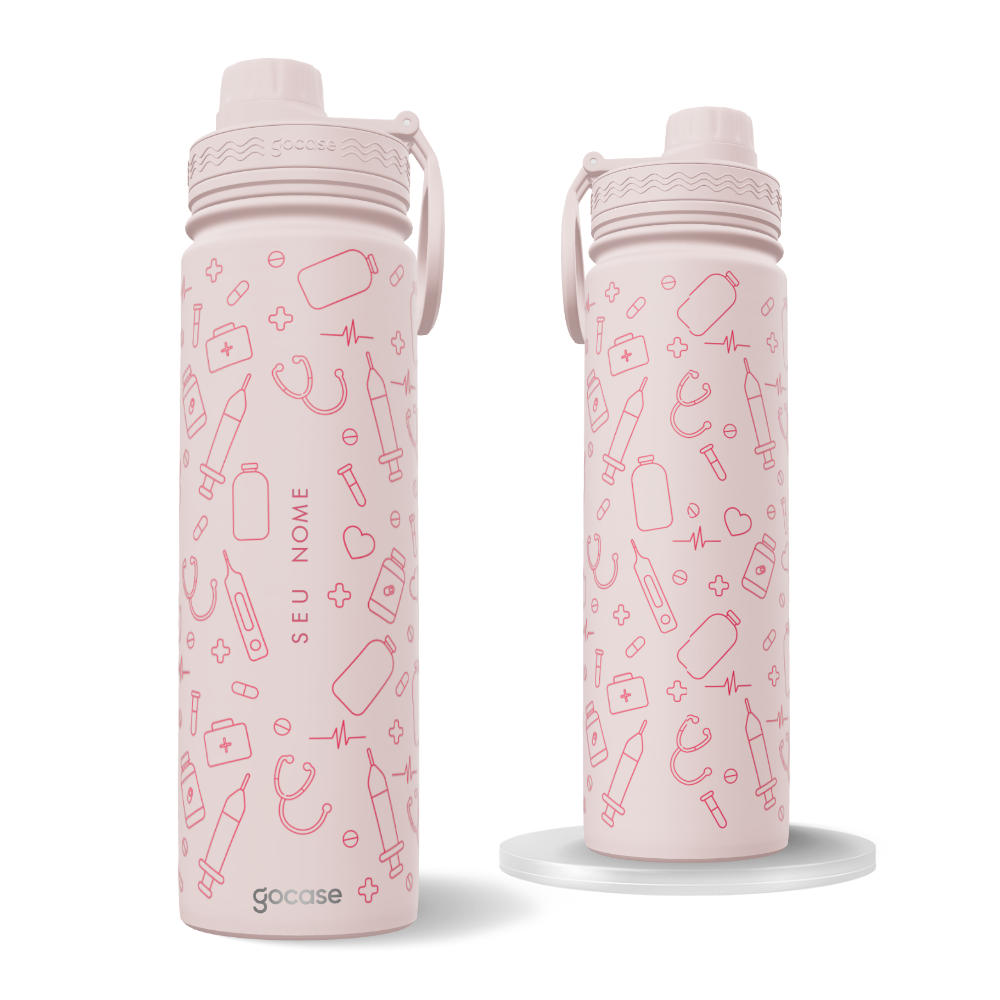 Garrafa Térmica Fresh Rosa + Ebook - Medicina