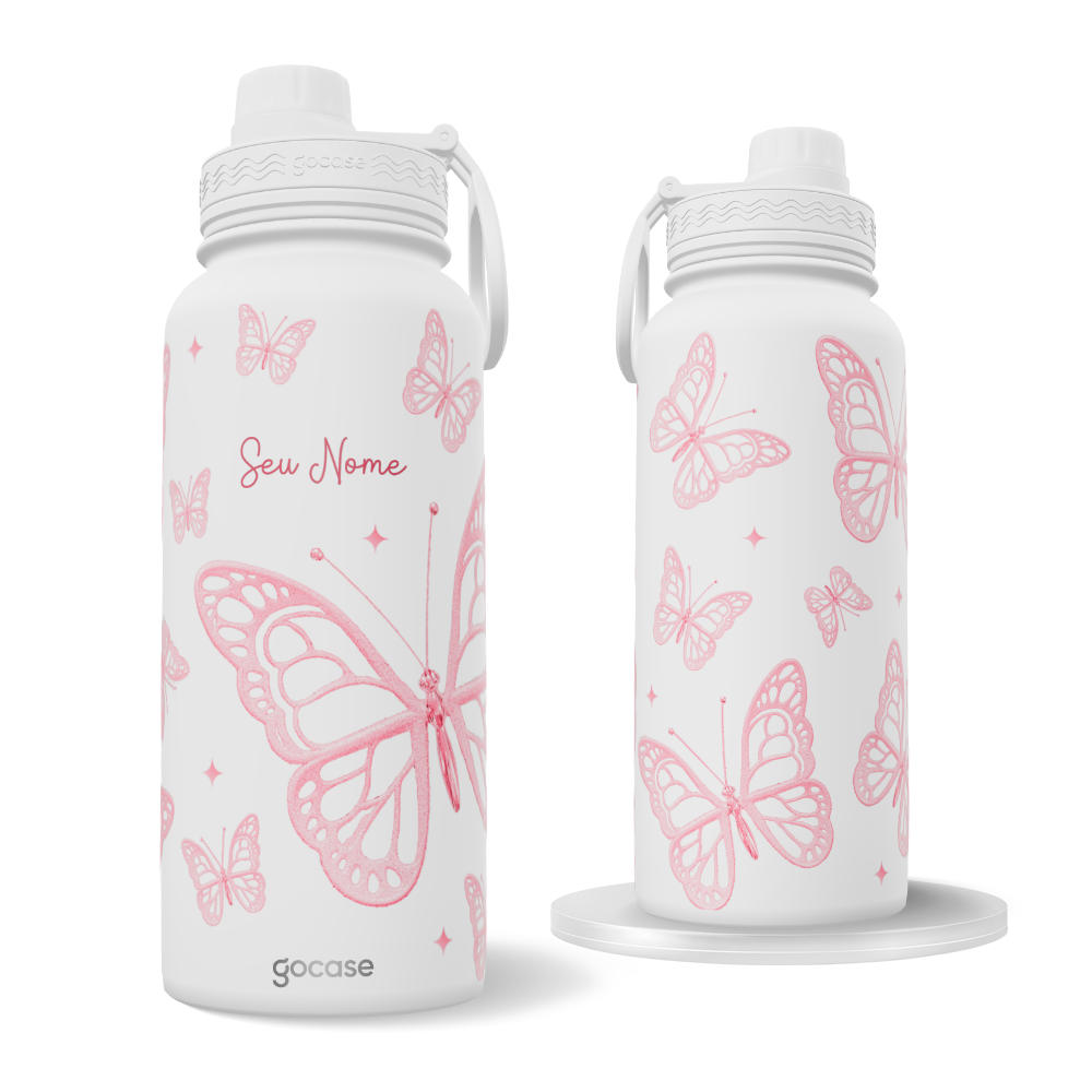 Garrafa Térmica Fresh -  Pink Butterflies