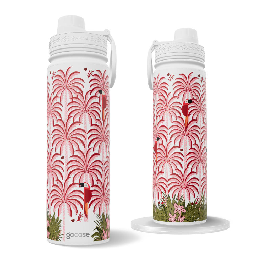Garrafa Térmica Fresh + Ebook - Pink Palm Trees