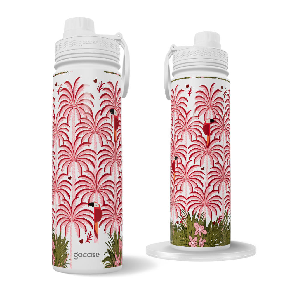 Garrafa Térmica Fresh + Ebook - Pink Palm Trees