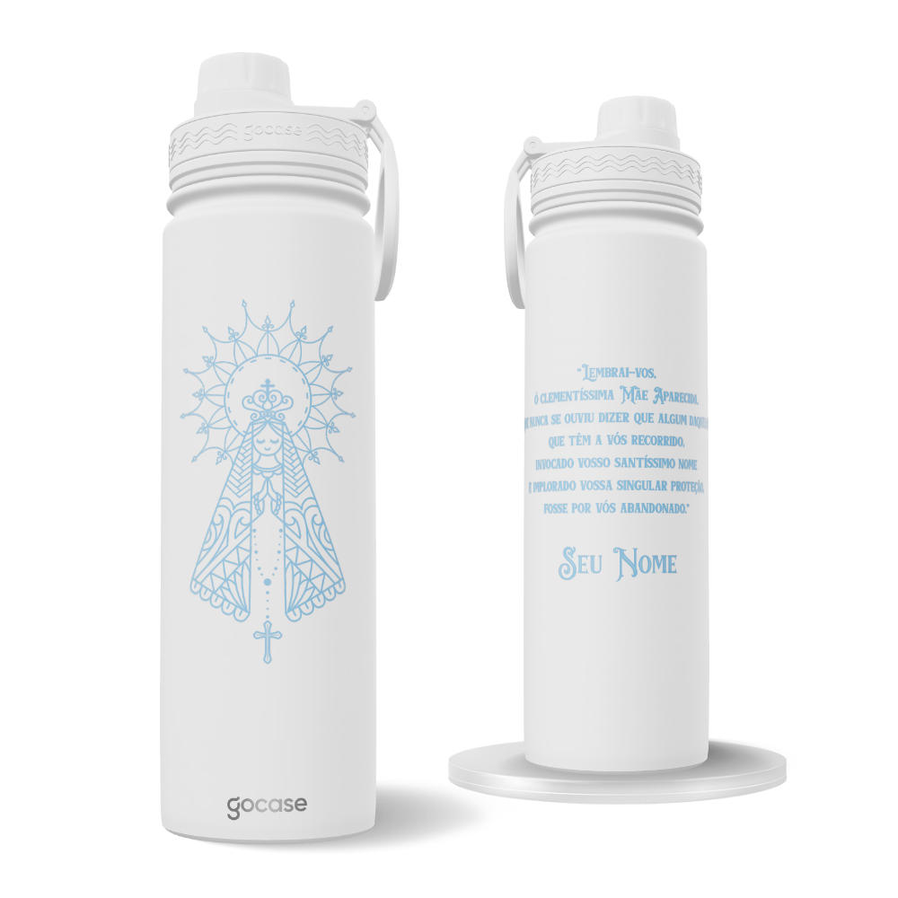 Garrafa Térmica Fresh + Ebook - Nossa Senhora Aparecida Linear
