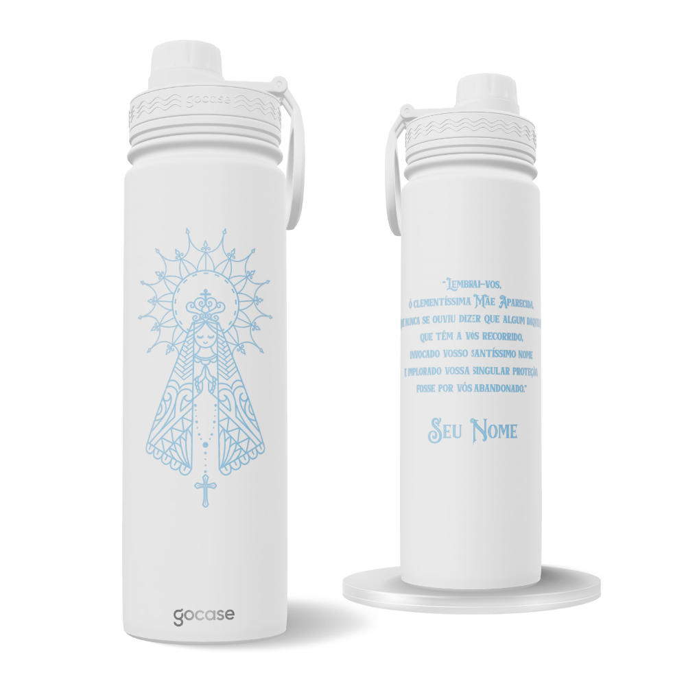 Garrafa Térmica Fresh + Ebook - Nossa Senhora Aparecida Linear