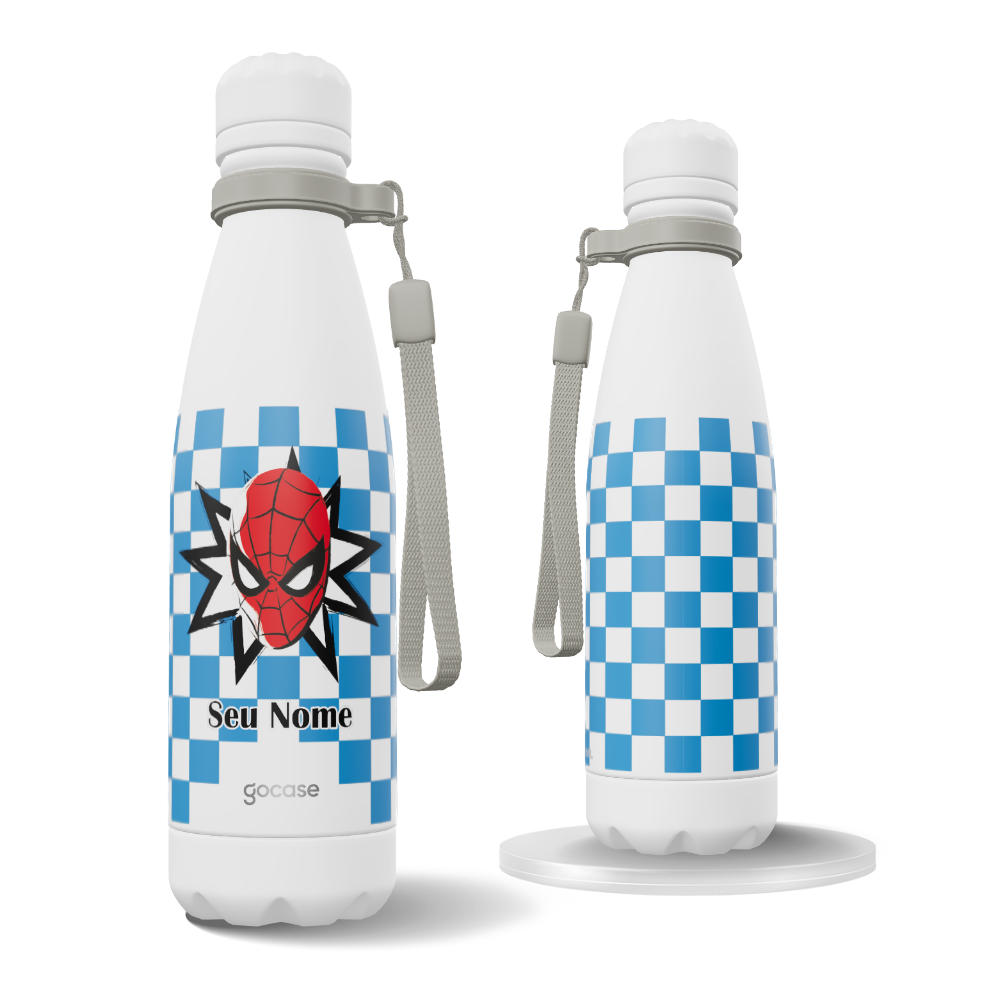 Garrafa Térmica Urban + Ebook - Homem-Aranha - Padrão Xadrez