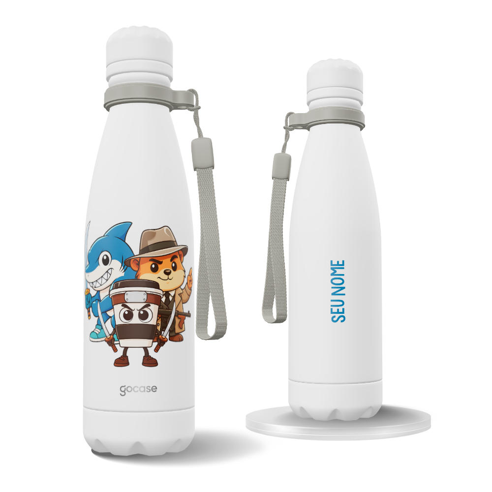 Garrafa Térmica Urban + Ebook - Brainrots - Tralalero, Cappuccino e Bobrito