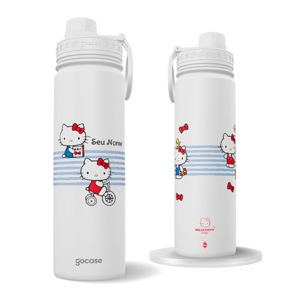 Garrafa Térmica Fresh + Ebook - Hello Kitty - Um Dia Comigo