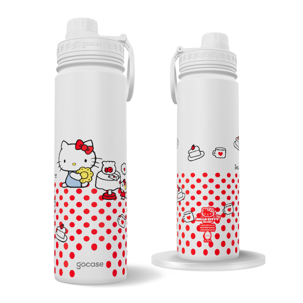 Garrafa Térmica Fresh + Ebook - Hello Kitty - Doce Mimo