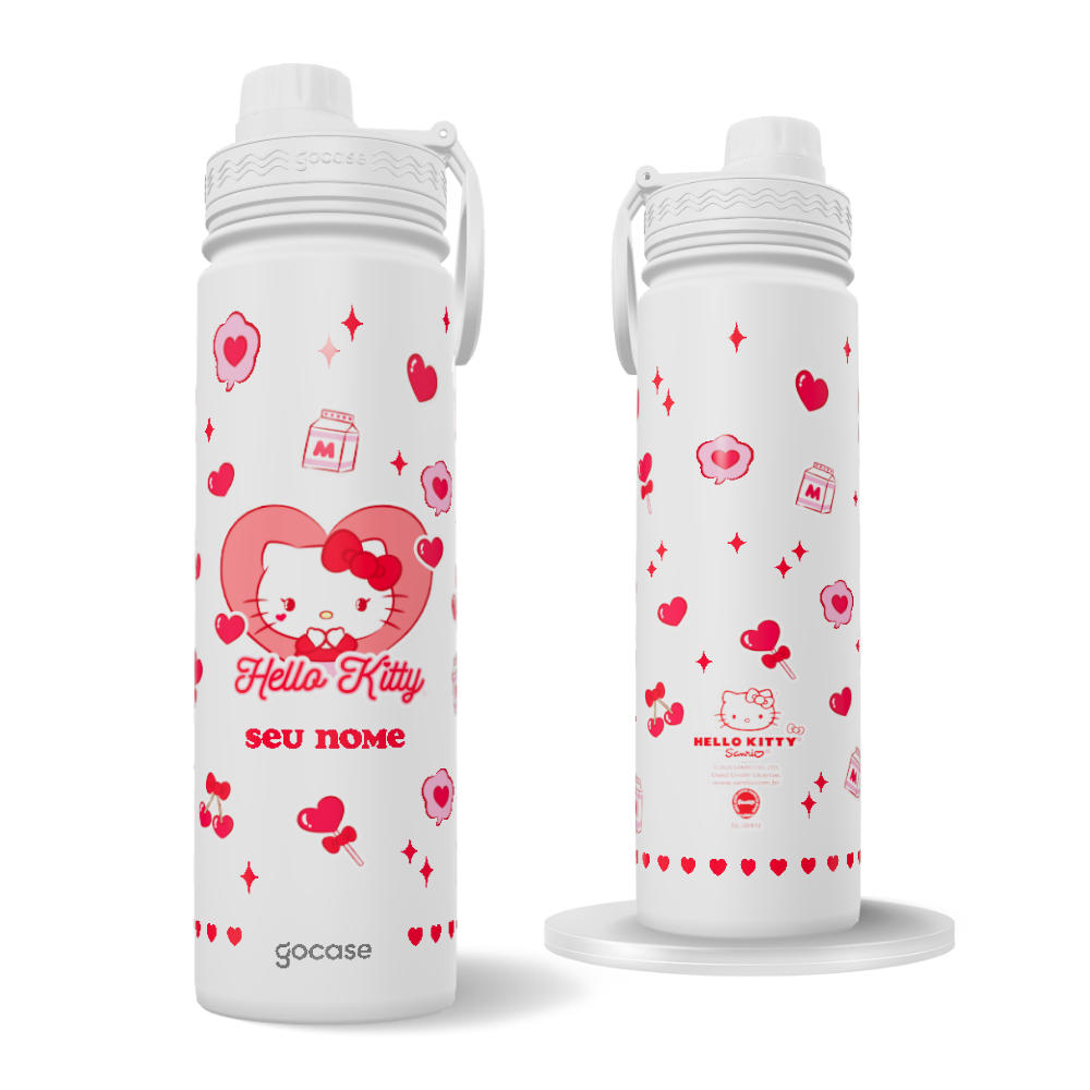 Garrafa Térmica Fresh + Ebook - Hello Kitty - Doce Cereja