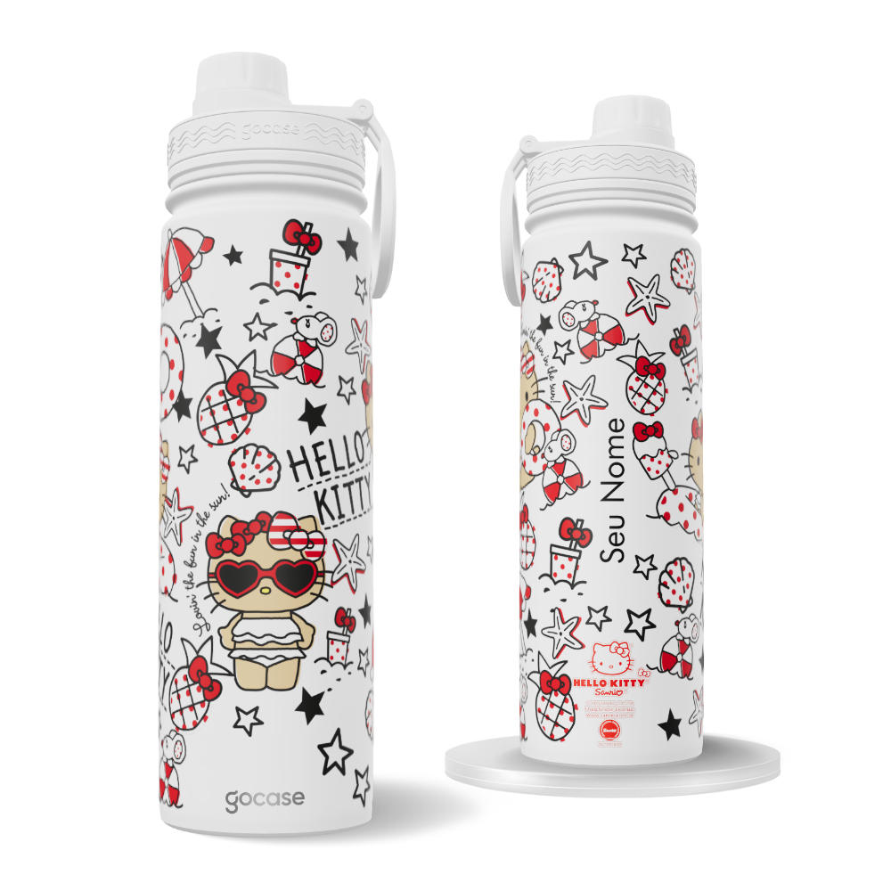 Garrafa Térmica Fresh + Ebook - Hello Kitty - Bronzeada na Praia