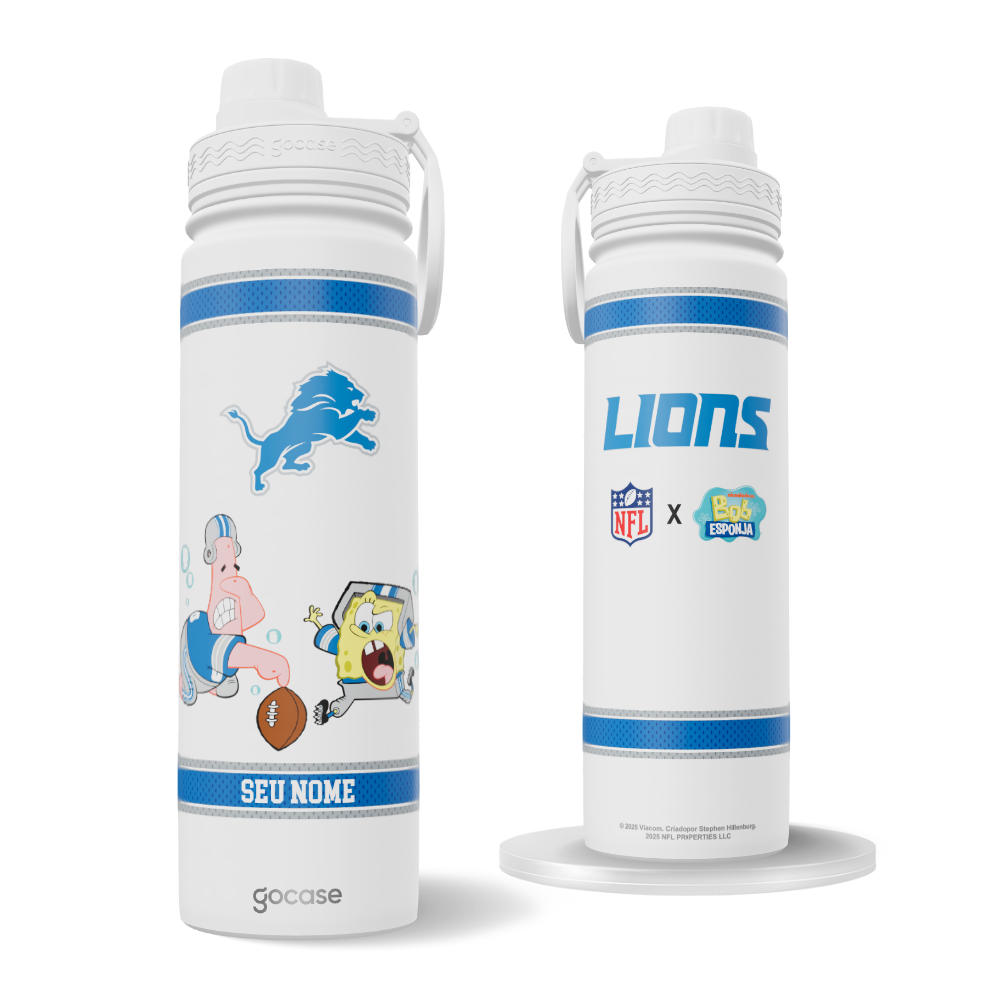 Garrafa Térmica Fresh + Ebook - NFL x Bob Esponja - Detroit Lions