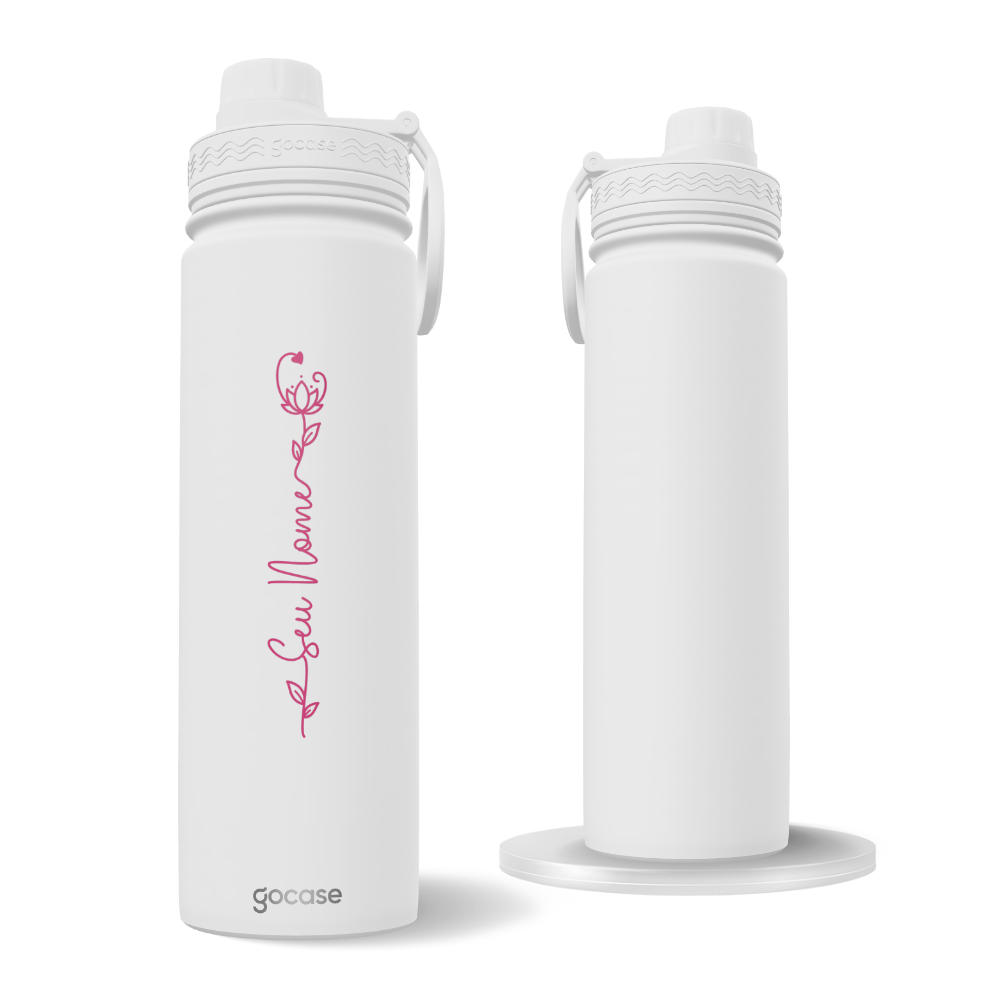 Garrafa Térmica Fresh + Ebook - Manuscrita Floral Minimal