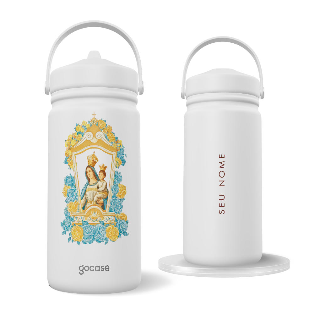 Garrafa Térmica Mini -  Nsa. Sra. de Nazaré - Círio Dourado