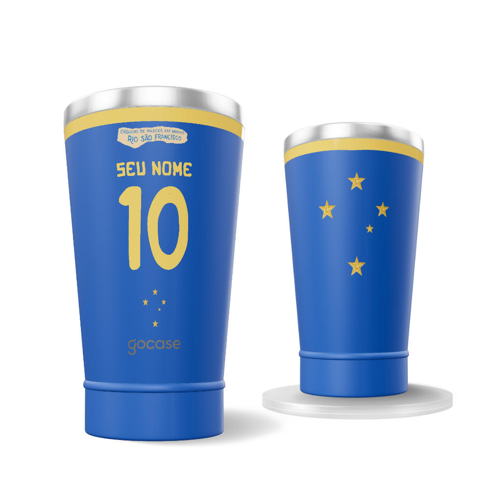 Copo Térmico Cerveja + Ebook -  Cruzeiro - Uniforme 3 2025 P