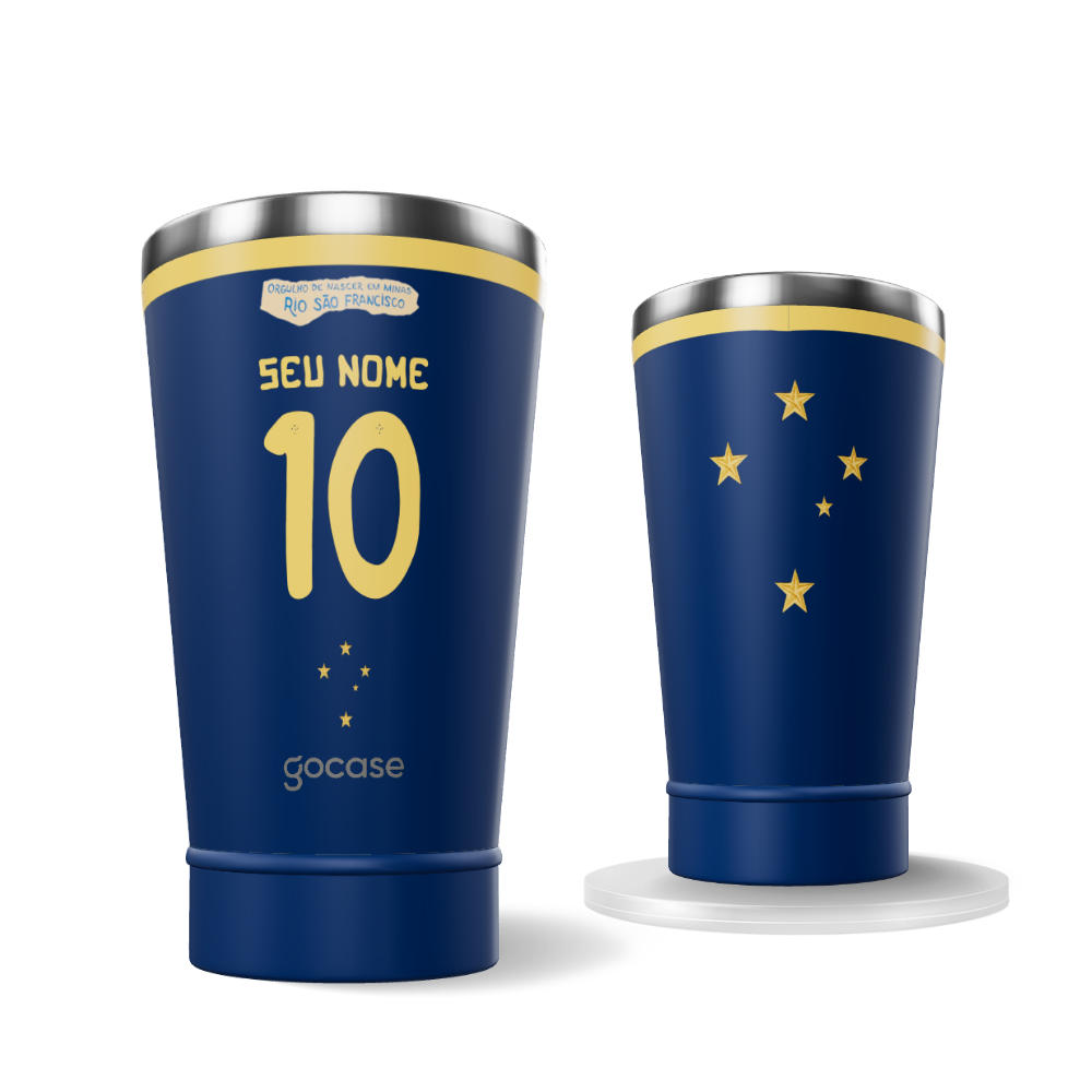 Copo Térmico Cerveja + Ebook -  Cruzeiro - Uniforme 3 2025 P