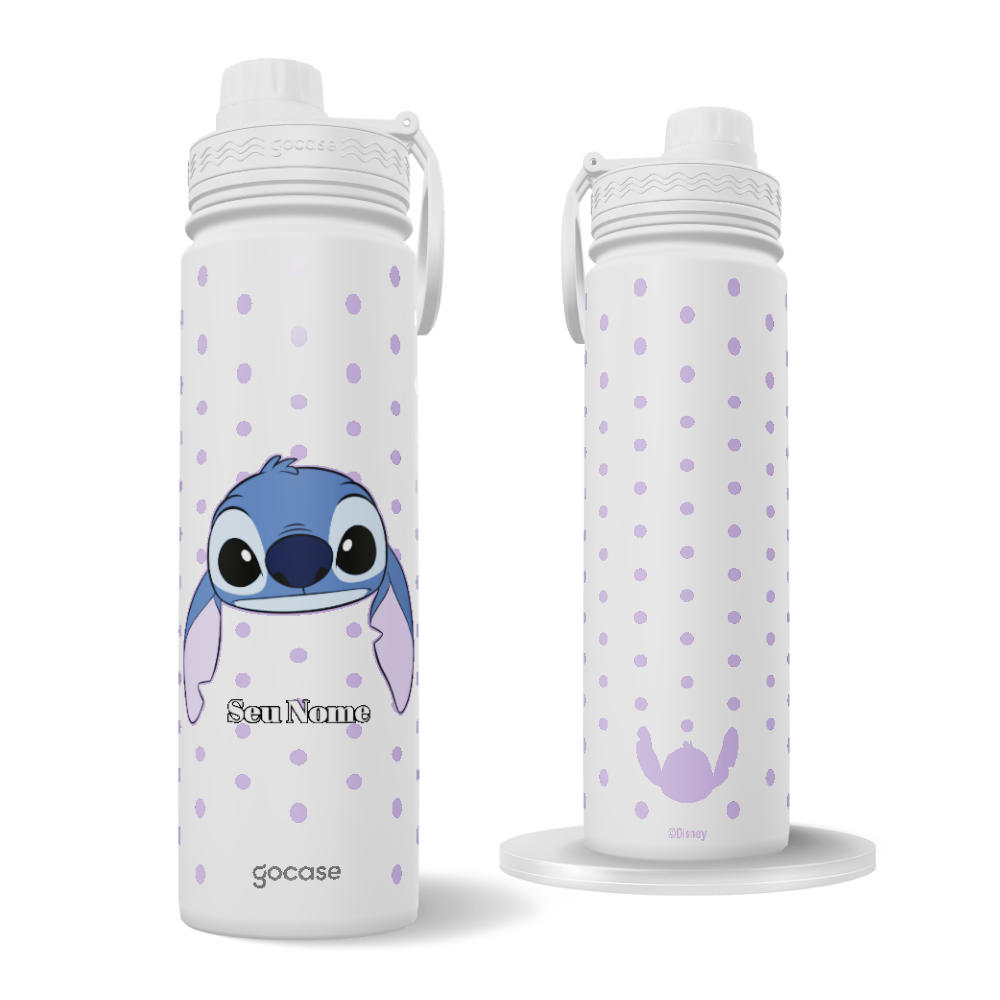 Garrafa Térmica Fresh + Ebook - Lilo & Stitch - Poá Lilás