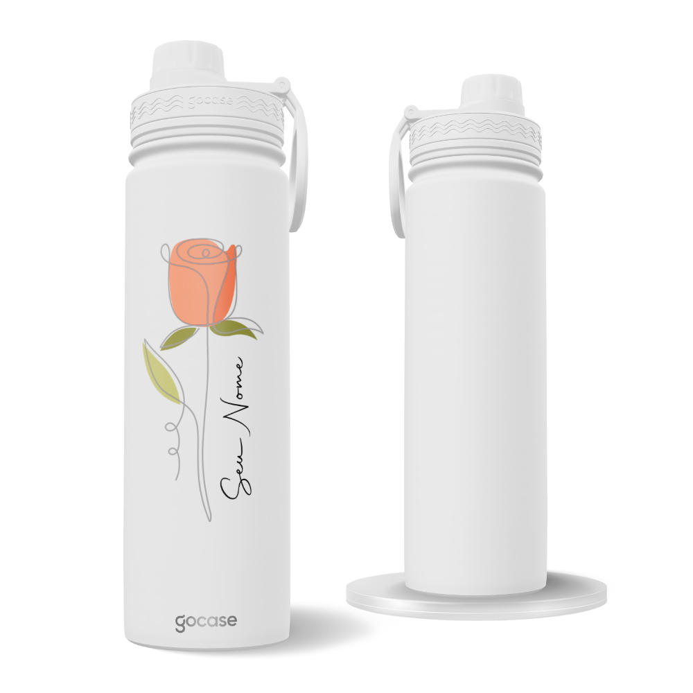 Garrafa Térmica Fresh + Ebook - Line Flower Rose