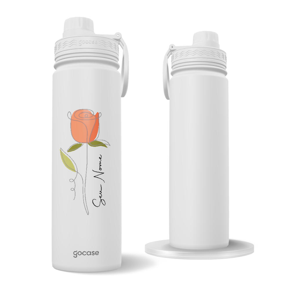 Garrafa Térmica Fresh + Ebook - Line Flower Rose