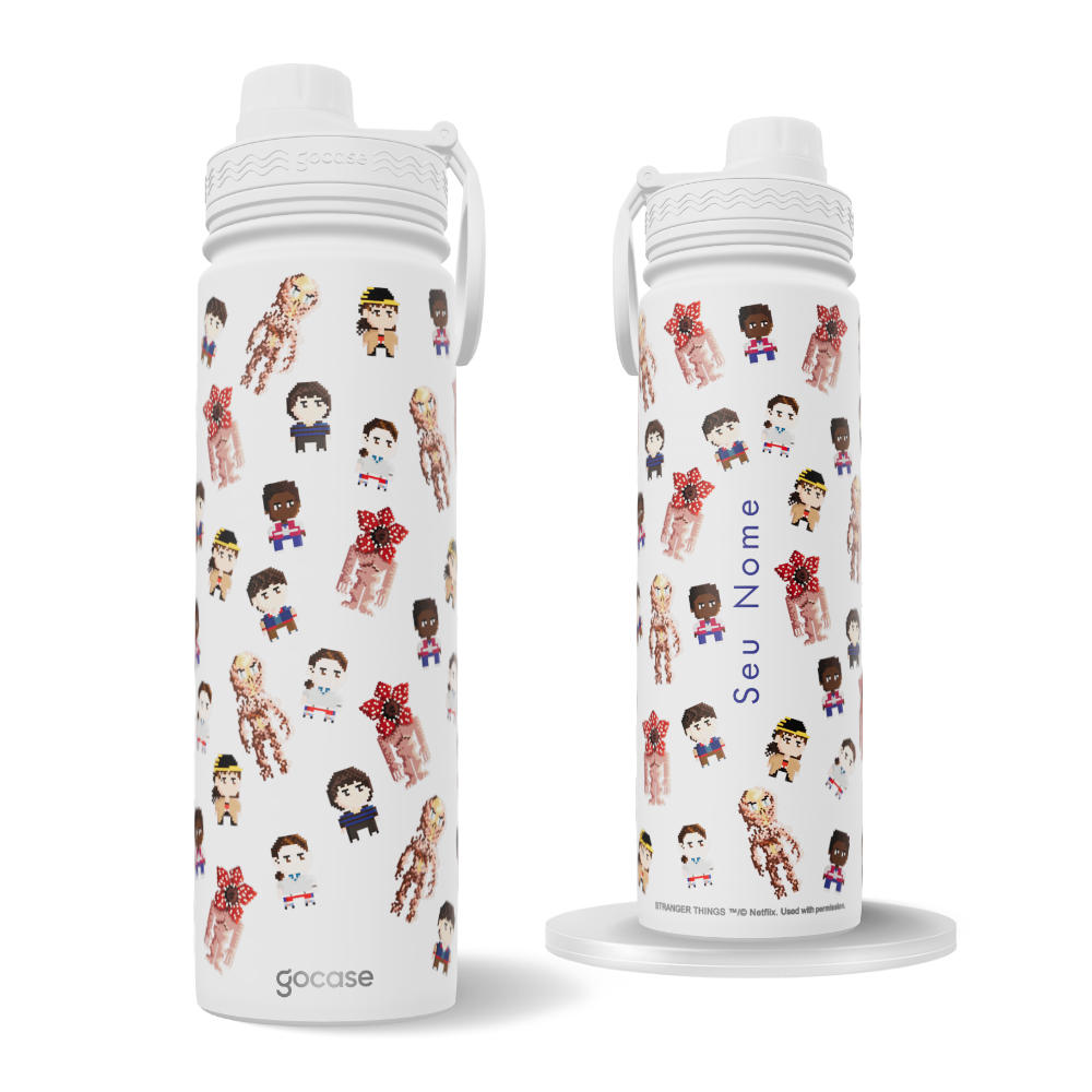 Garrafa Térmica Fresh + Ebook - Stranger Things - 8-bit Pattern