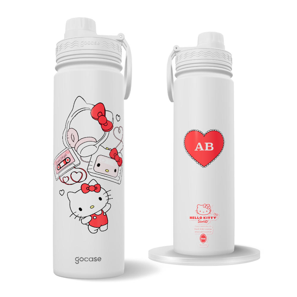 Garrafa Térmica Fresh + Ebook - Hello Kitty - Love Songs