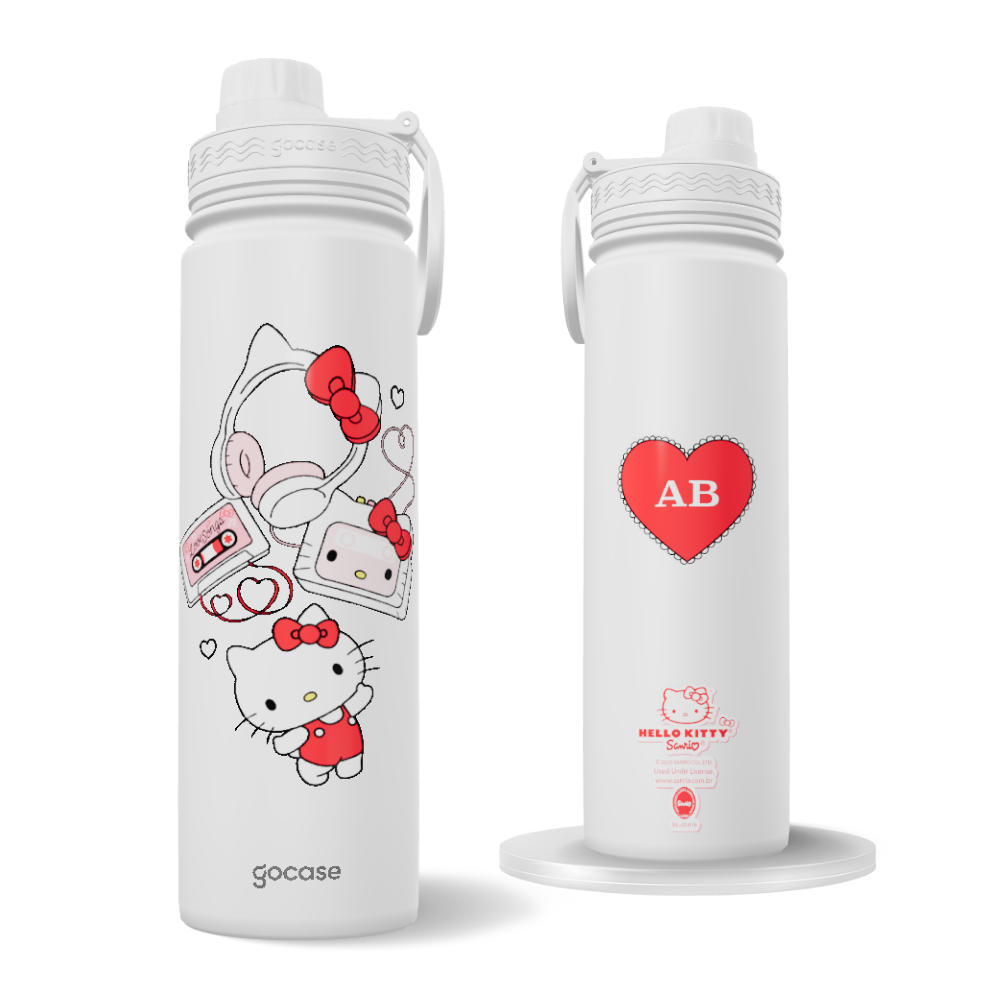 Garrafa Térmica Fresh + Ebook - Hello Kitty - Love Songs