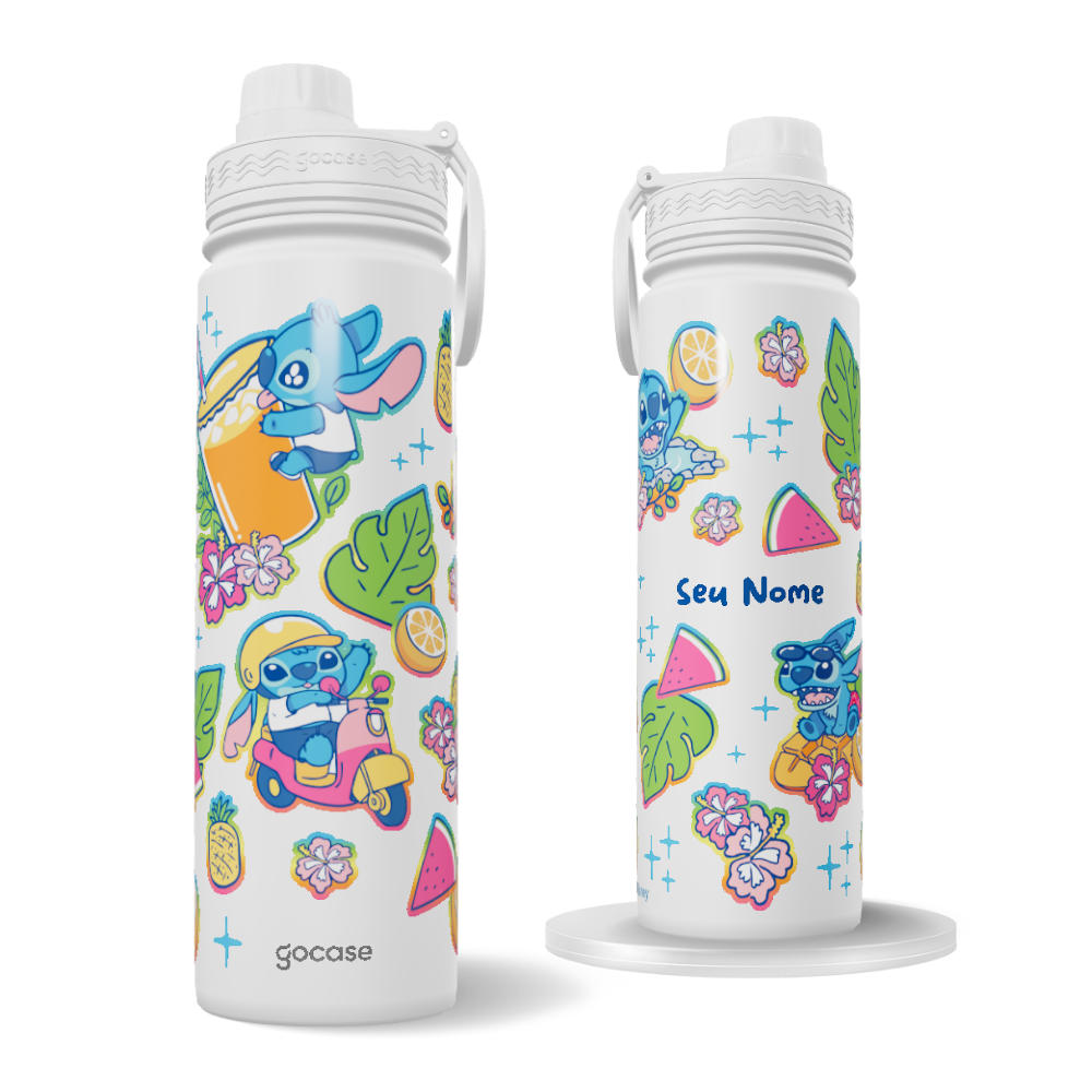 Garrafa Térmica Fresh + Ebook - Lilo & Stitch - Vibe Tropical