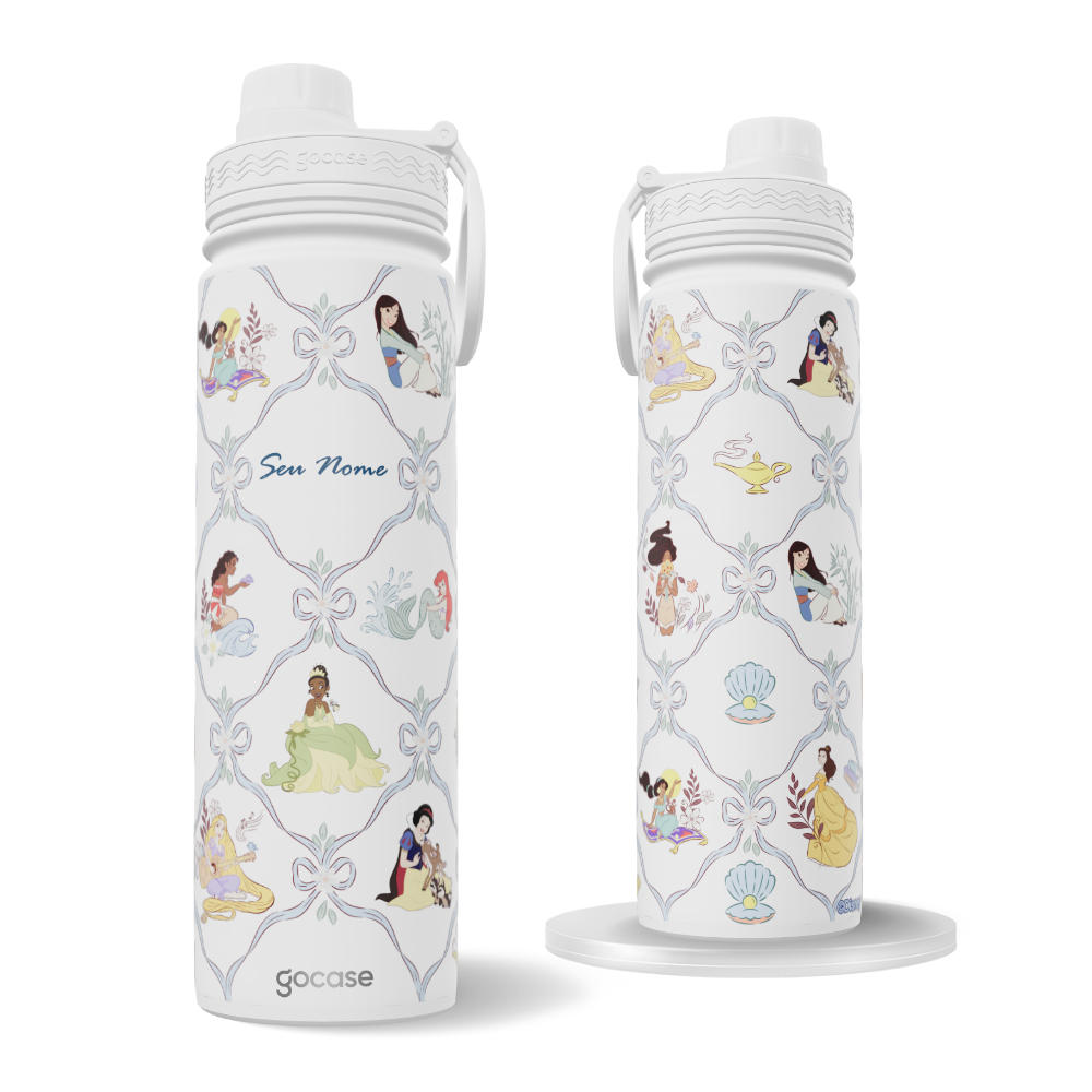 Garrafa Térmica Fresh + Ebook - Princesas - Blue Coquette