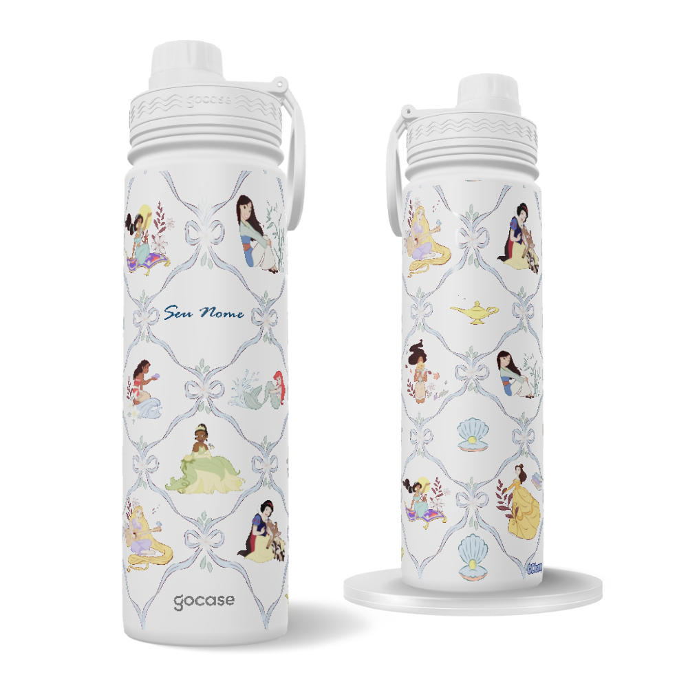 Garrafa Térmica Fresh + Ebook - Princesas - Blue Coquette