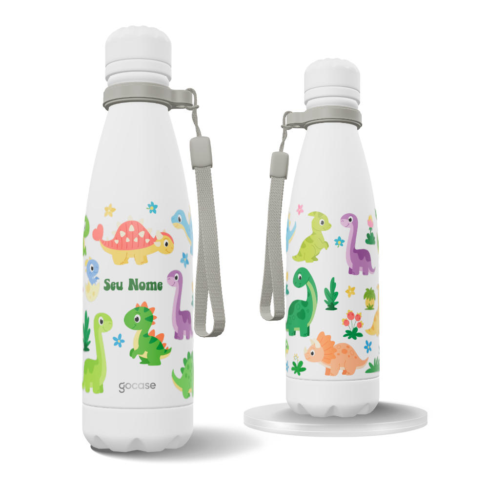 Garrafa Térmica Urban + Ebook -  Dinossauros Fofos