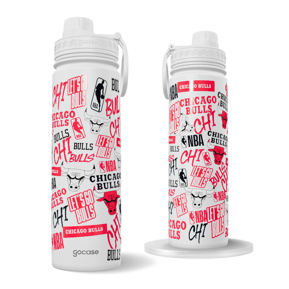 Garrafa Térmica Fresh + Ebook - Chicago Bulls - Colagem Garrafa Térmica Fresh + Ebook - Chicago Bulls - Colagem
