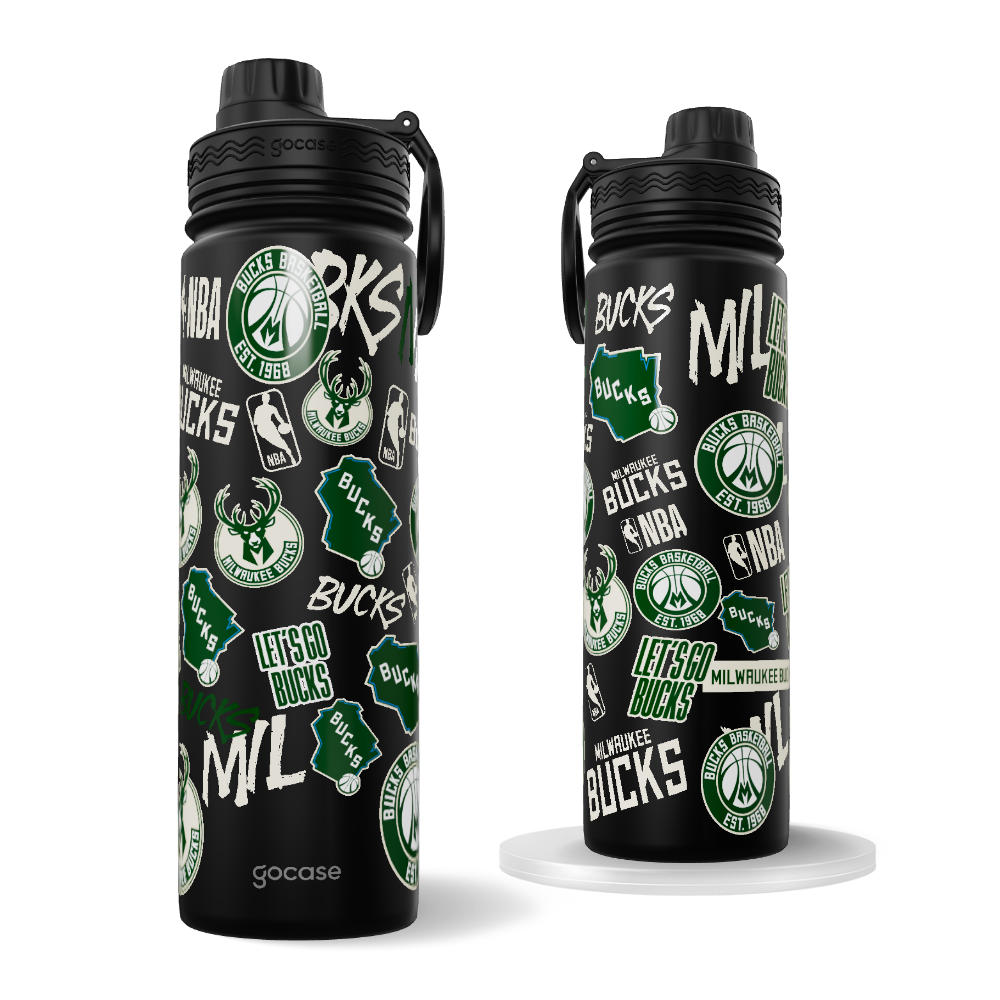 Garrafa Térmica Fresh + Ebook - Milwaukee Bucks - Colagem