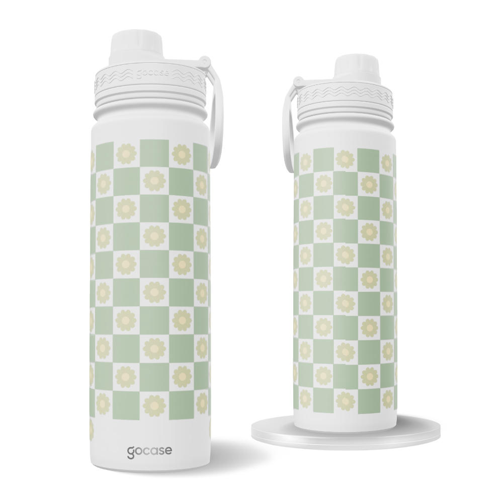 Garrafa Térmica Fresh + Ebook - Floral Xadrez