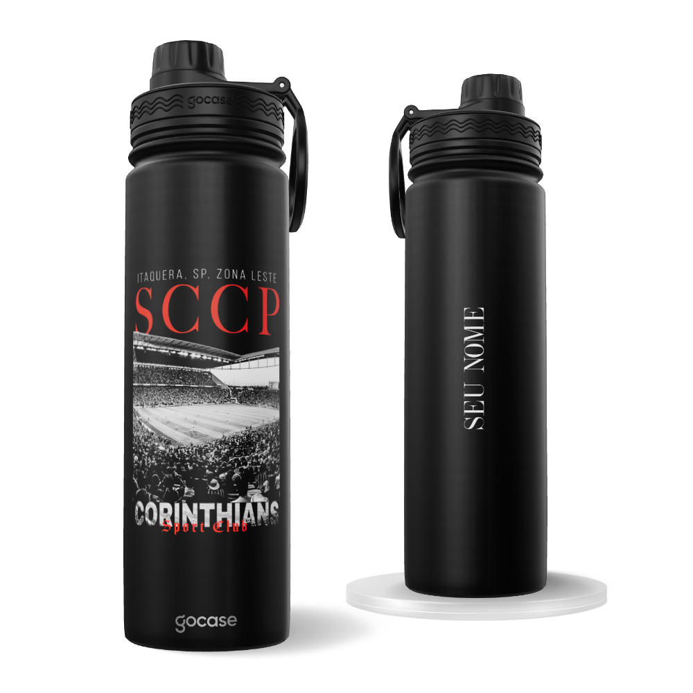 Garrafa Térmica Fresh + Ebook - Corinthians - Black Arena
