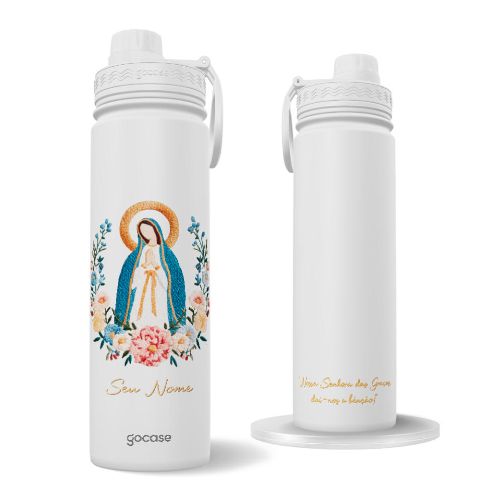 Garrafa Térmica Fresh + Ebook - Nossa Senhora Bordada