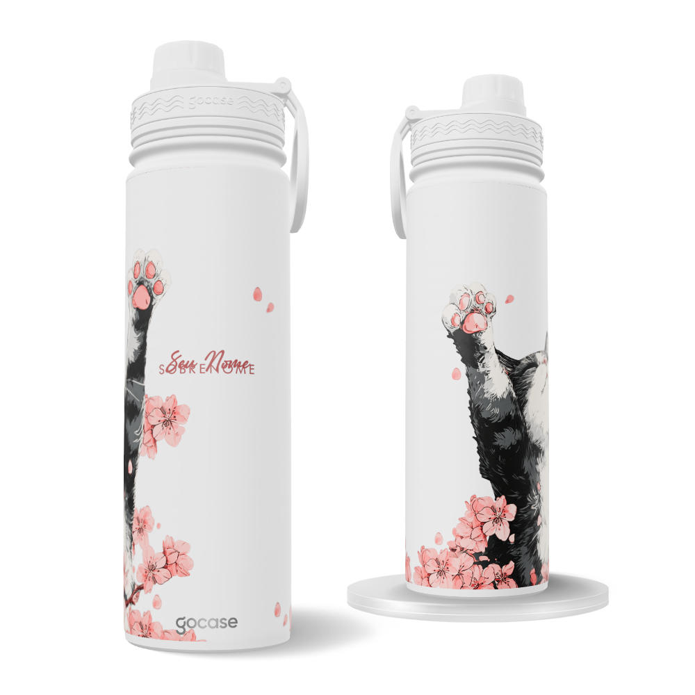 Garrafa Térmica Fresh + Ebook - Cherry Blossom Cat