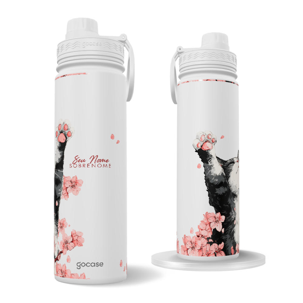 Garrafa Térmica Fresh + Ebook - Cherry Blossom Cat