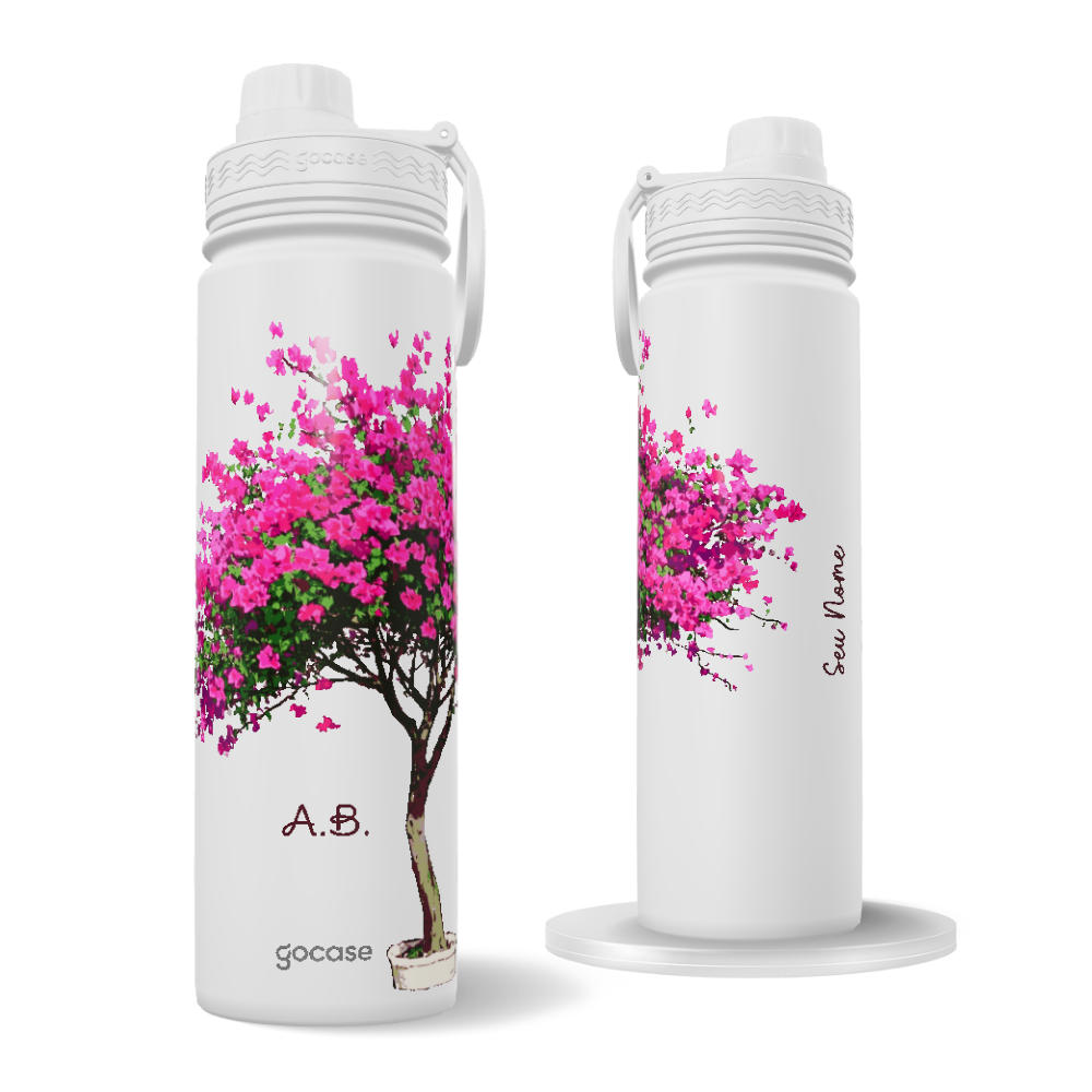 Garrafa Térmica Fresh + Ebook - Lindo Ipê Rosa
