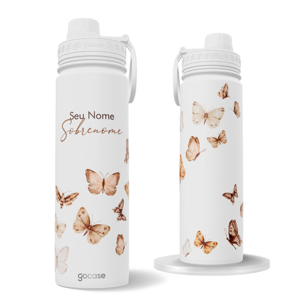 Garrafa Térmica Fresh + Ebook - Borboletas Terrosas