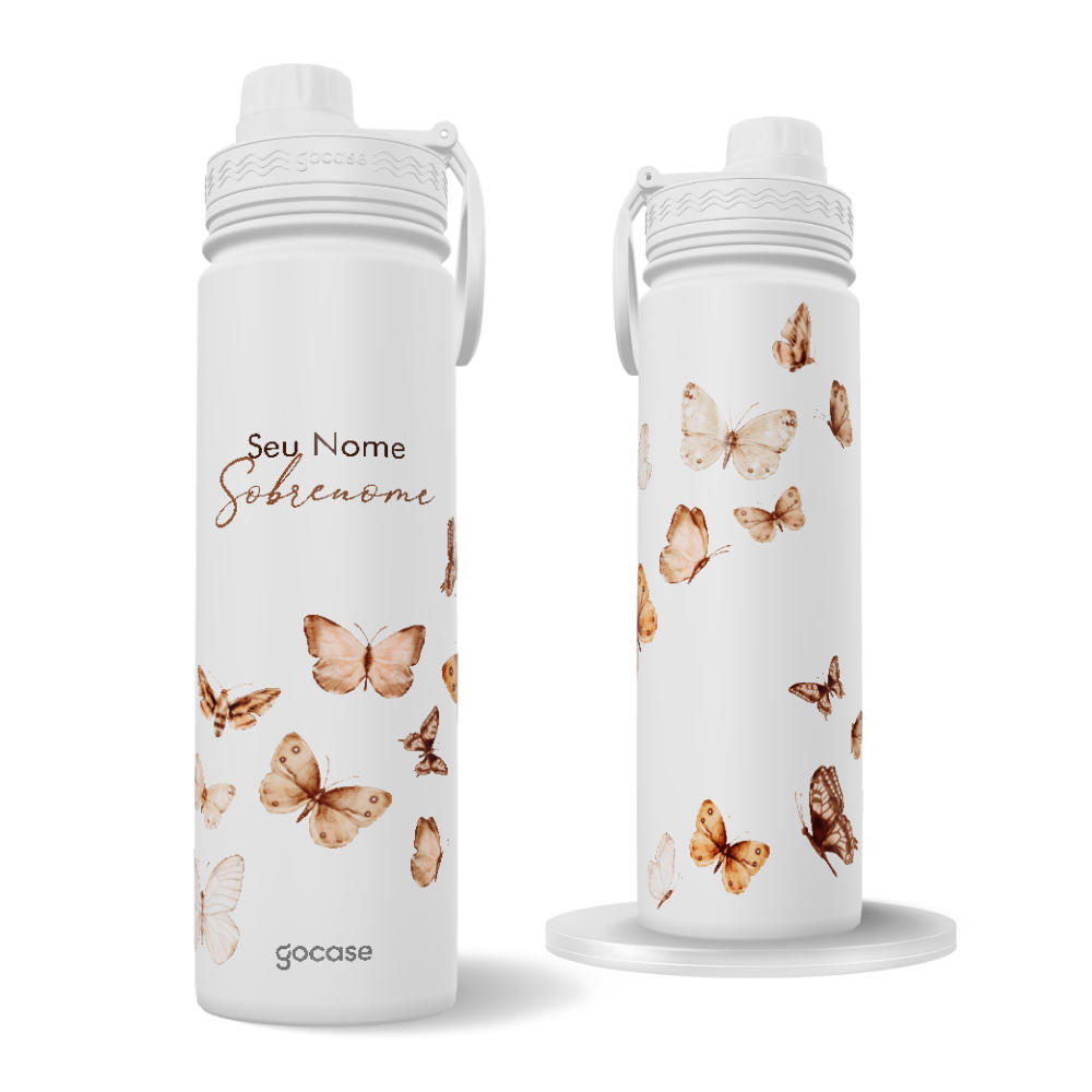 Garrafa Térmica Fresh + Ebook - Borboletas Terrosas