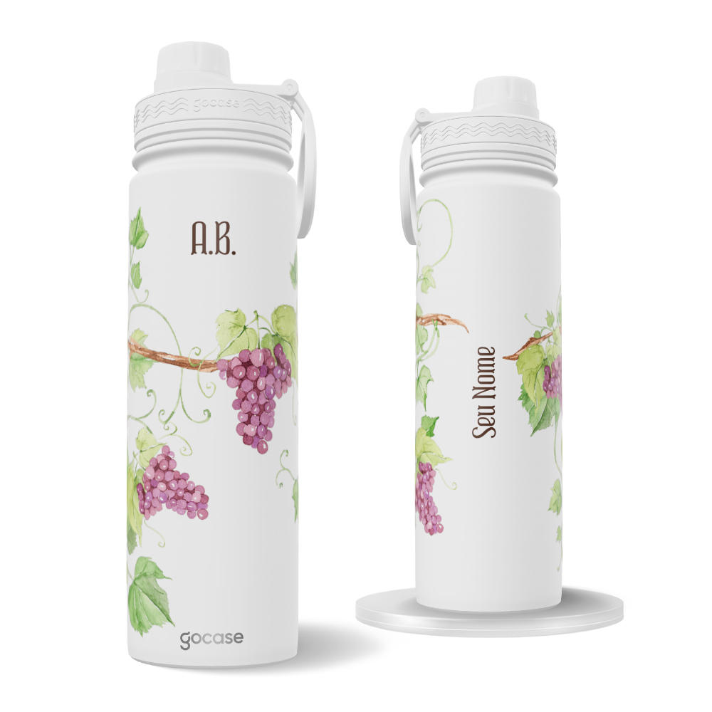 Garrafa Térmica Fresh + Ebook - Ramo de Uva Aquarela
