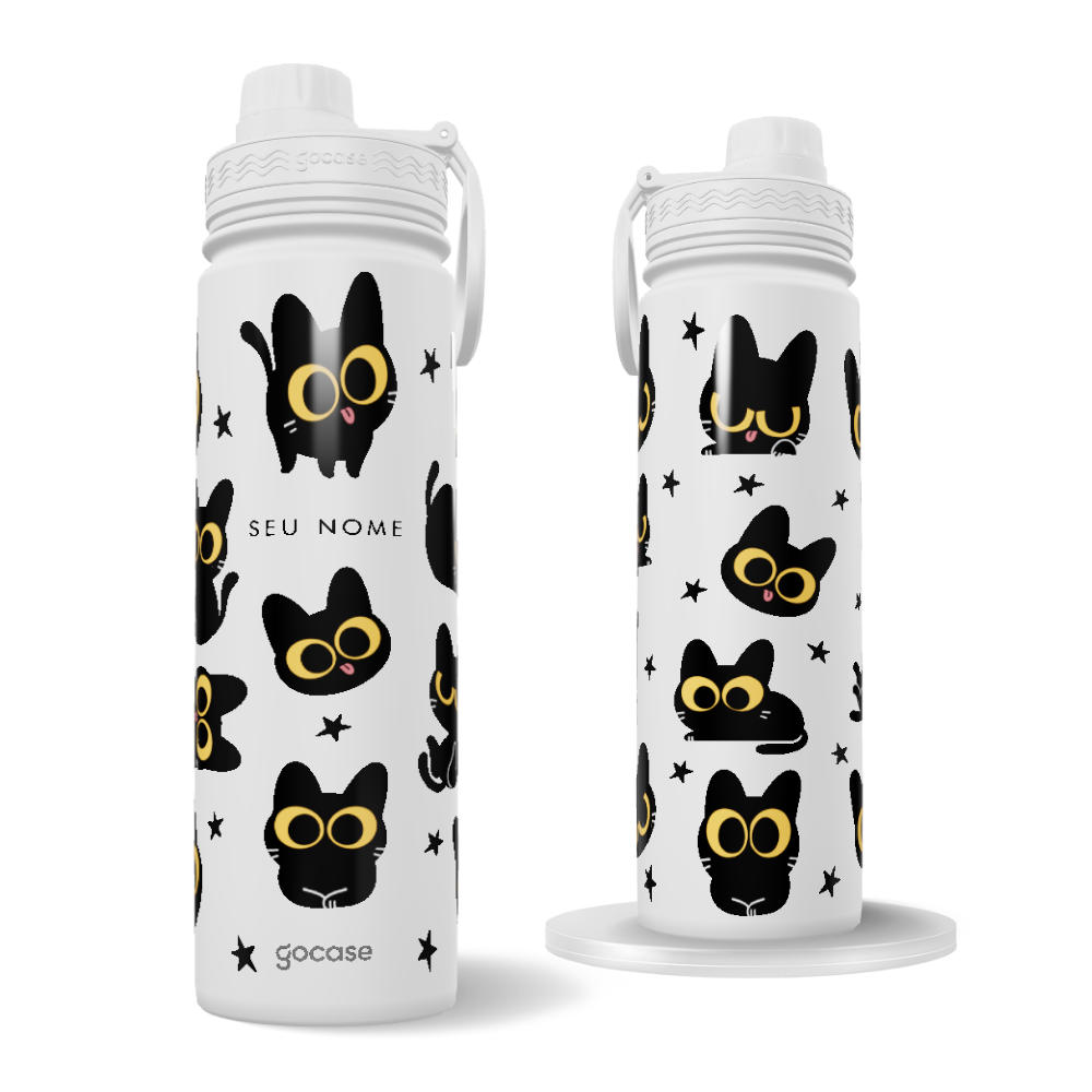Garrafa Térmica Fresh + Ebook - Gatinho Preto