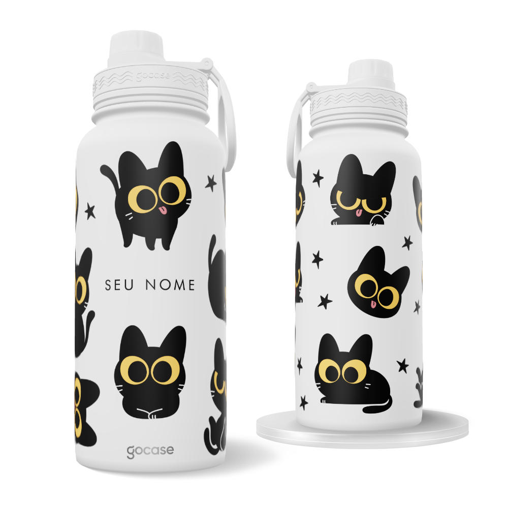 Garrafa Térmica Fresh - Gatinho Preto