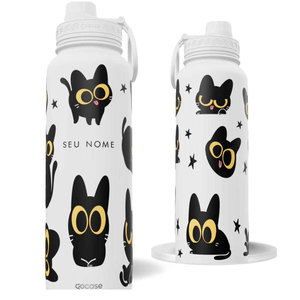 Garrafa Térmica Fresh - Gatinho Preto