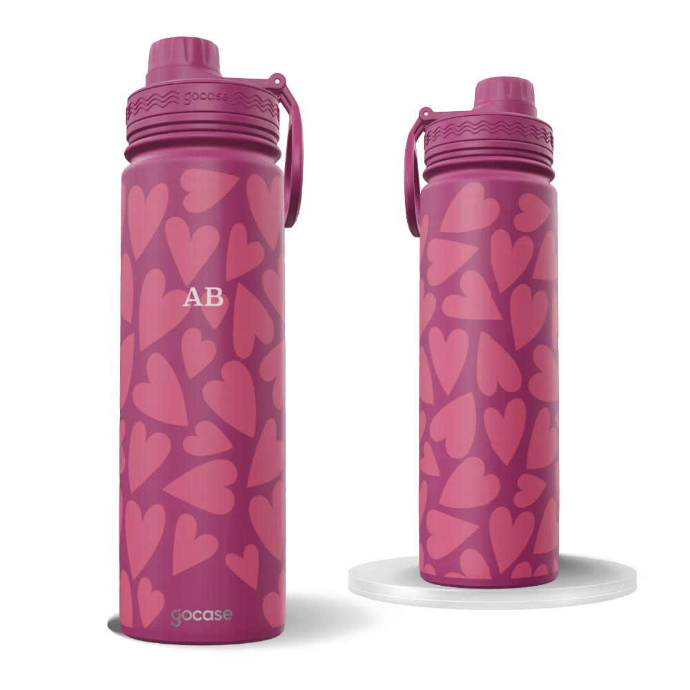 Garrafa Térmica Fresh + Ebook - Corações Subtom - Vinho