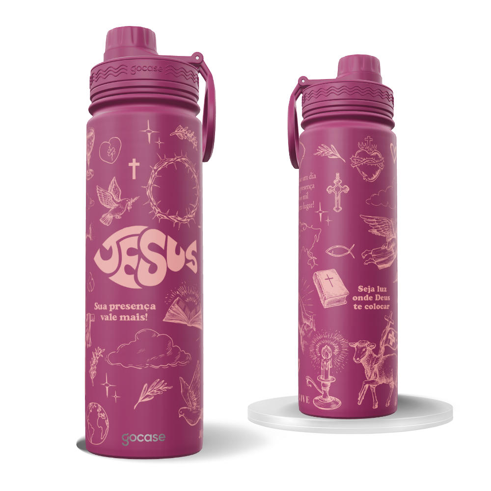 Garrafa Térmica Fresh + Ebook - Jesus Line Itens - Vermelho