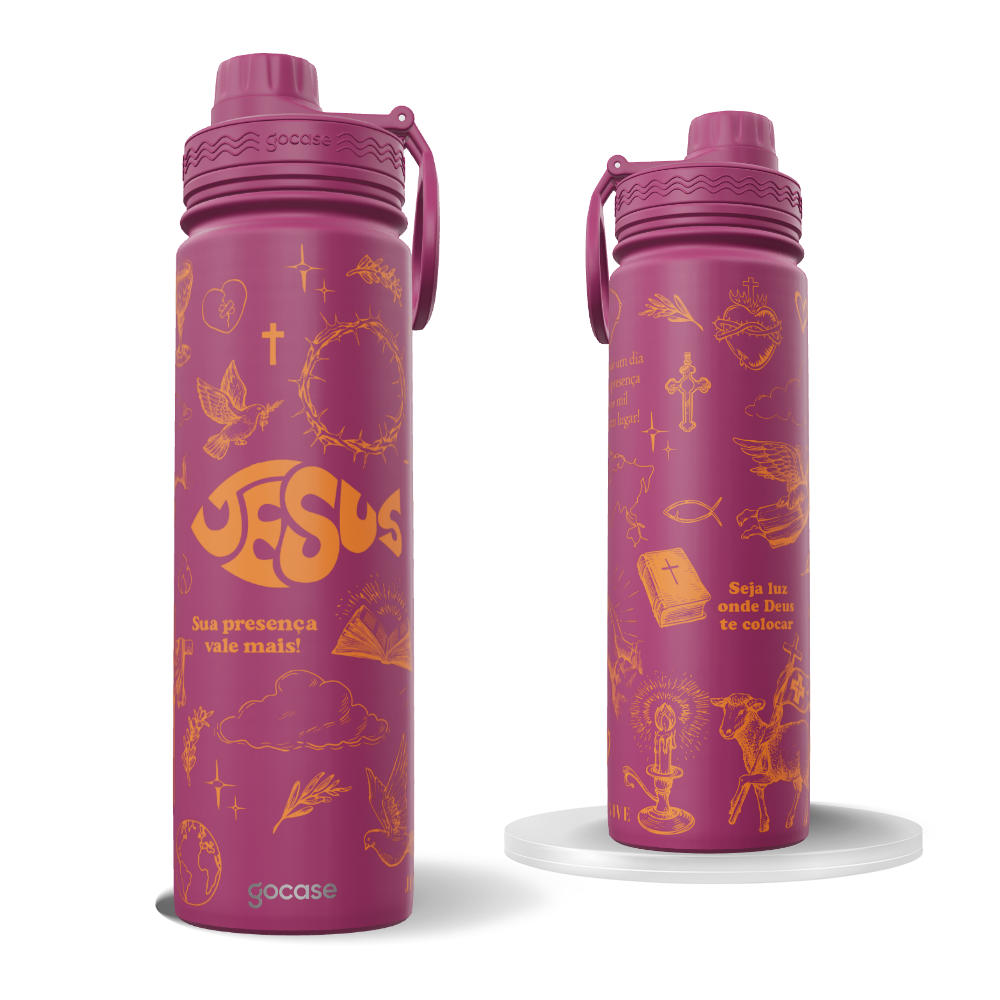 Garrafa Térmica Fresh + Ebook - Jesus Line Itens - Laranja