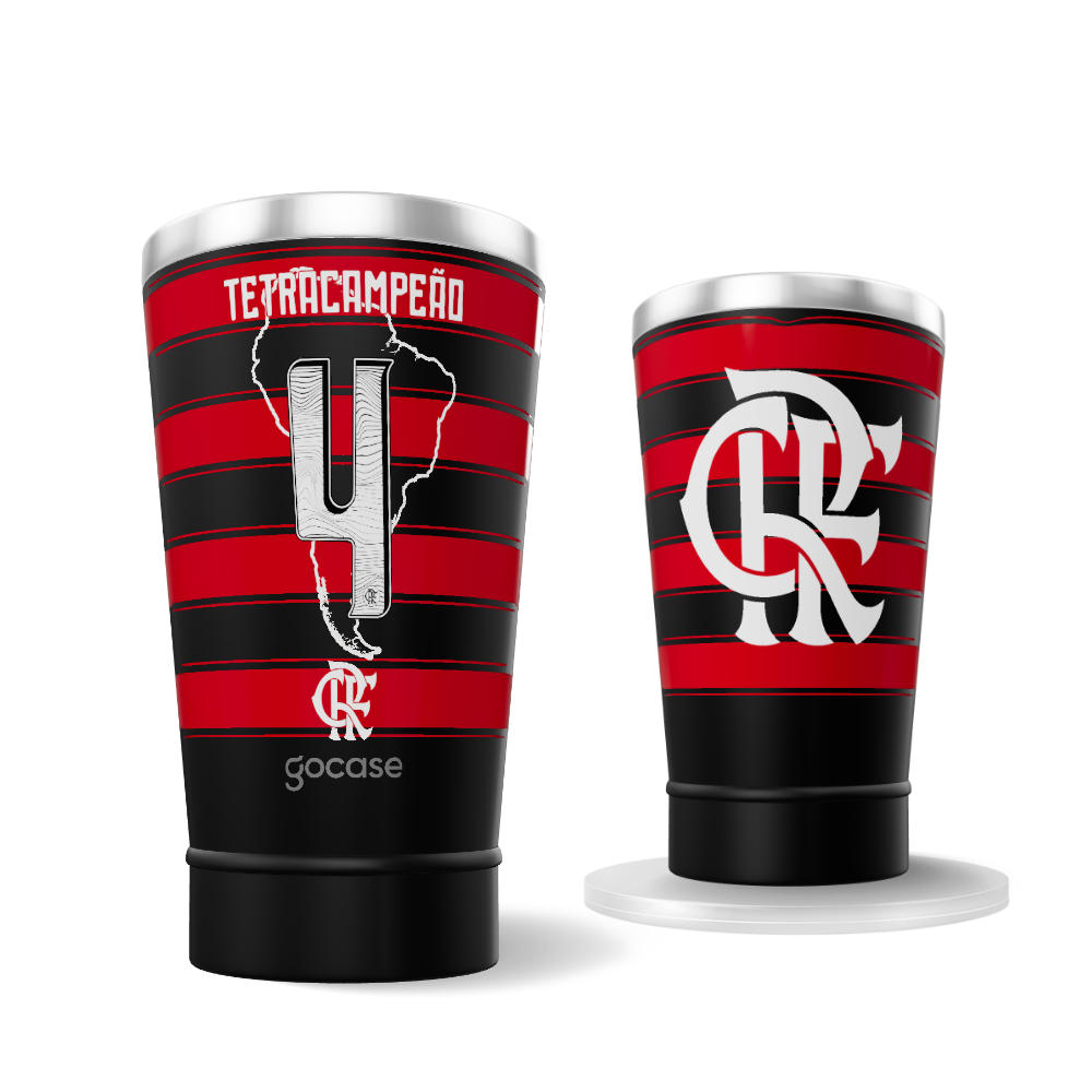 Copo Térmico Cerveja + Ebook - Flamengo - Uniforme 1 2025 P Campeão