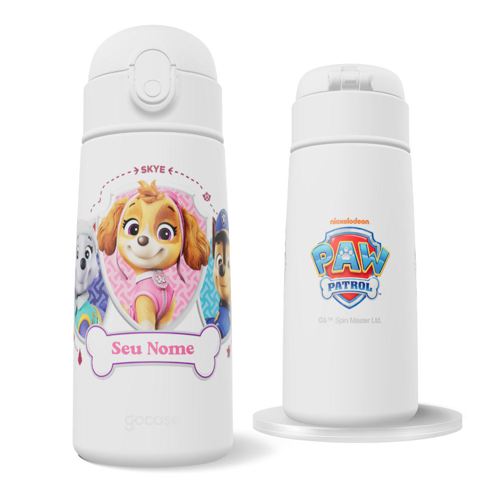 Garrafa Térmica Fun + Ebook -  Patrulha Canina - Patrulha e Distintivos